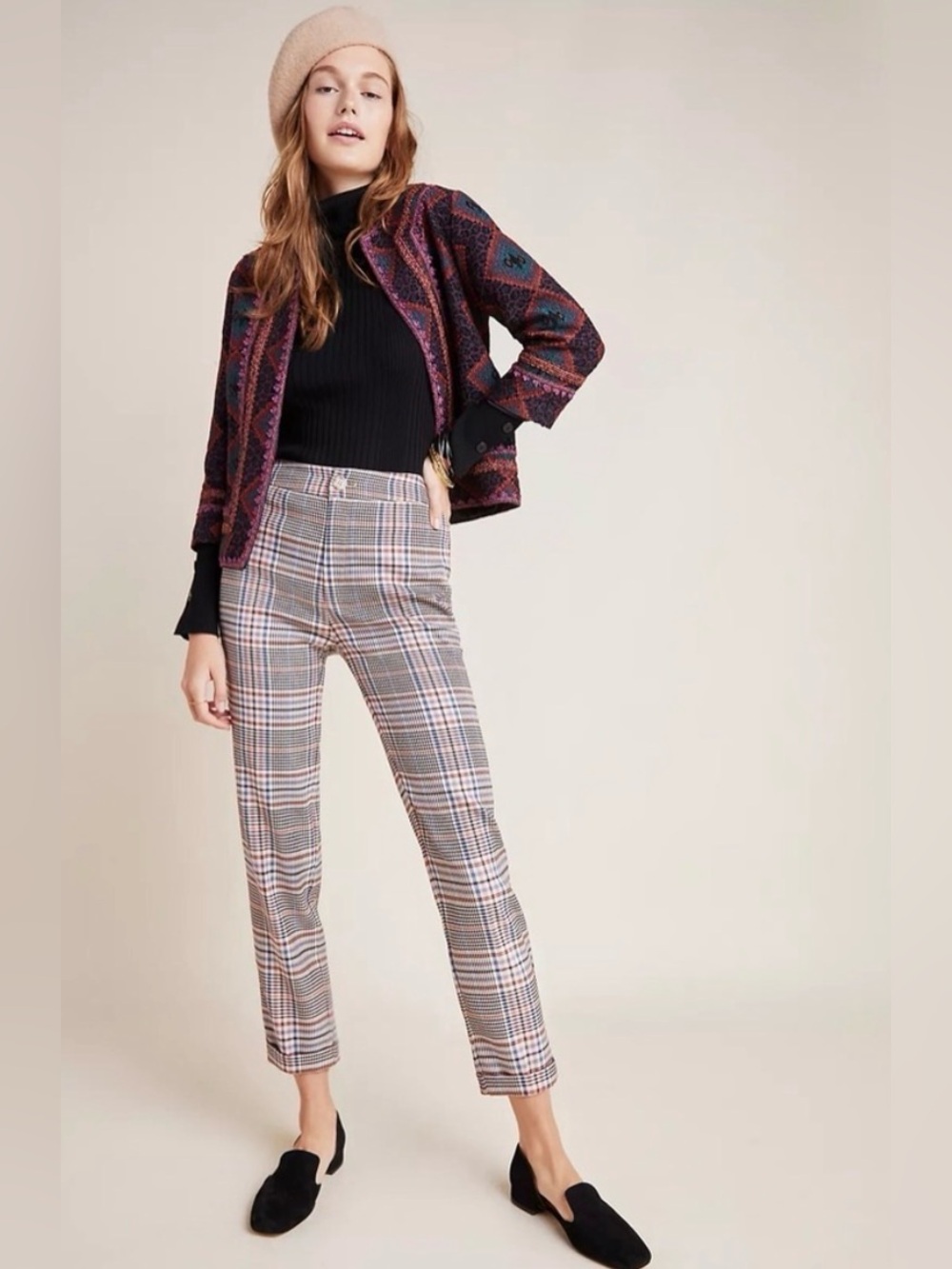 Anthropologie Malcolm Plaid Tapered Cuffed Ankle Trousers